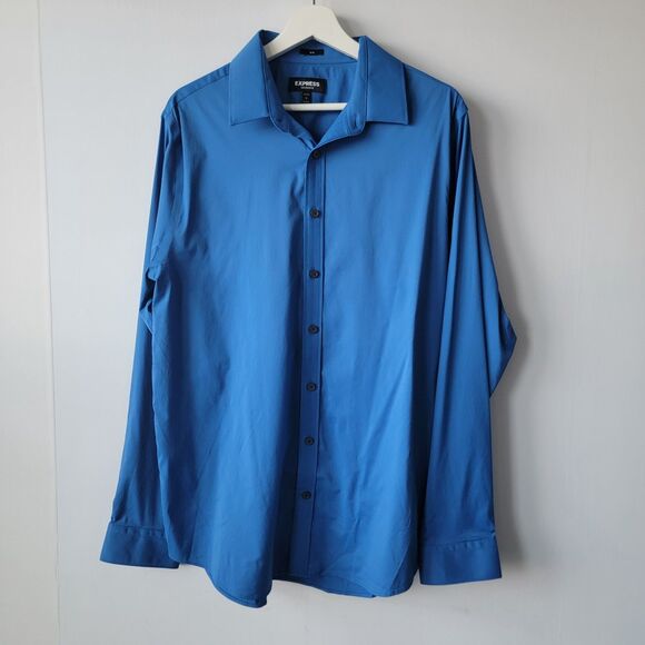 Express mens slim performance button up shirt size L moisture wikling - Picture 1 of 9